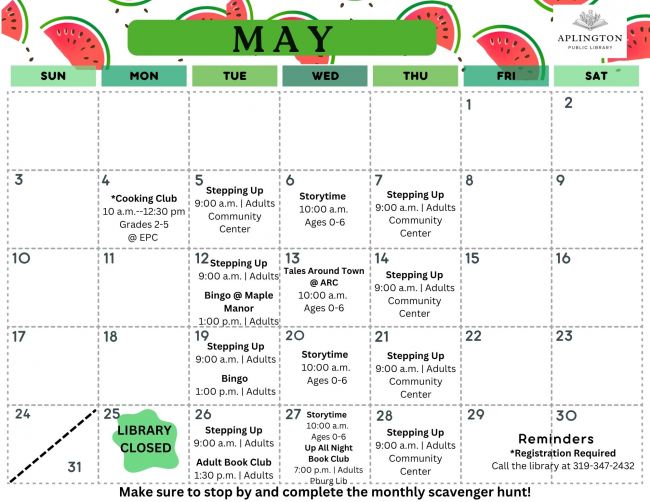 "April 2026 programming calendar"