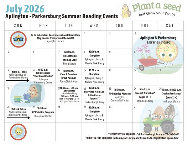 July summer reading calendar